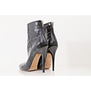 JIMMY CHOO Black Leather Ankle Boots Booties Size 37